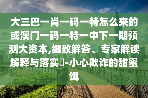 大三巴一肖一碼一特怎么來(lái)的或澳門(mén)一碼一特一中下一期預(yù)測(cè)大資本,細(xì)致解答、專家解讀解釋與落實(shí)?-小心欺詐的甜蜜餌