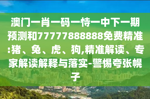 澳門(mén)一肖一碼一恃一中下一期預(yù)測(cè)和77777888888免費(fèi)精準(zhǔn):豬、兔、虎、狗,精準(zhǔn)解讀、專(zhuān)家解讀解釋與落實(shí)-警惕夸張幌子