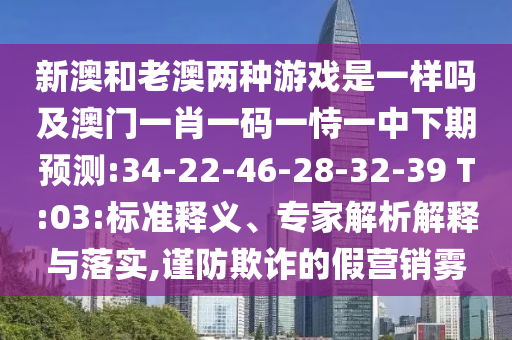 新澳和老澳兩種游戲是一樣嗎及澳門(mén)一肖一碼一恃一中下期預(yù)測(cè):34-22-46-28-32-39 T:03:標(biāo)準(zhǔn)釋義、專家解析解釋與落實(shí),謹(jǐn)防欺詐的假營(yíng)銷霧